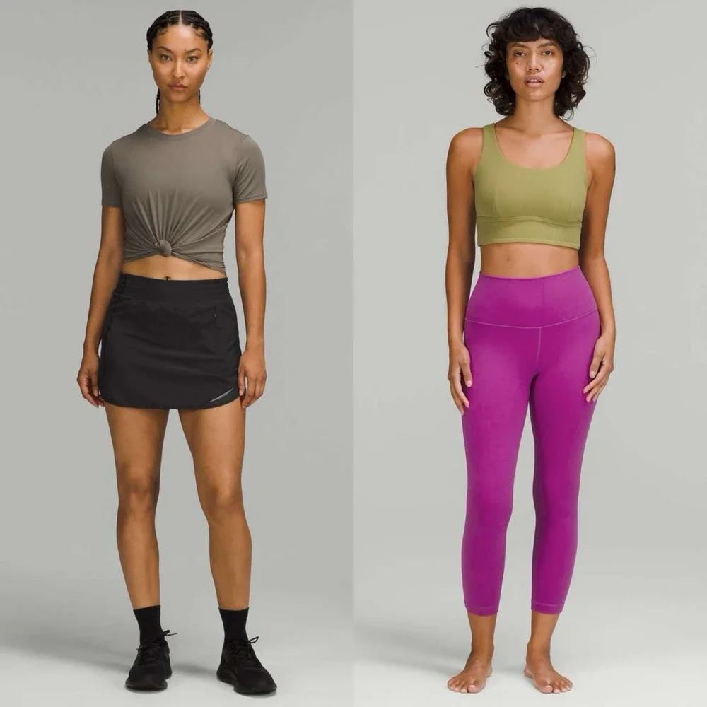 2PC- Lululemon Hotty Hot High-Rise Skirt Black +Align High-Rise Crop Legging 24